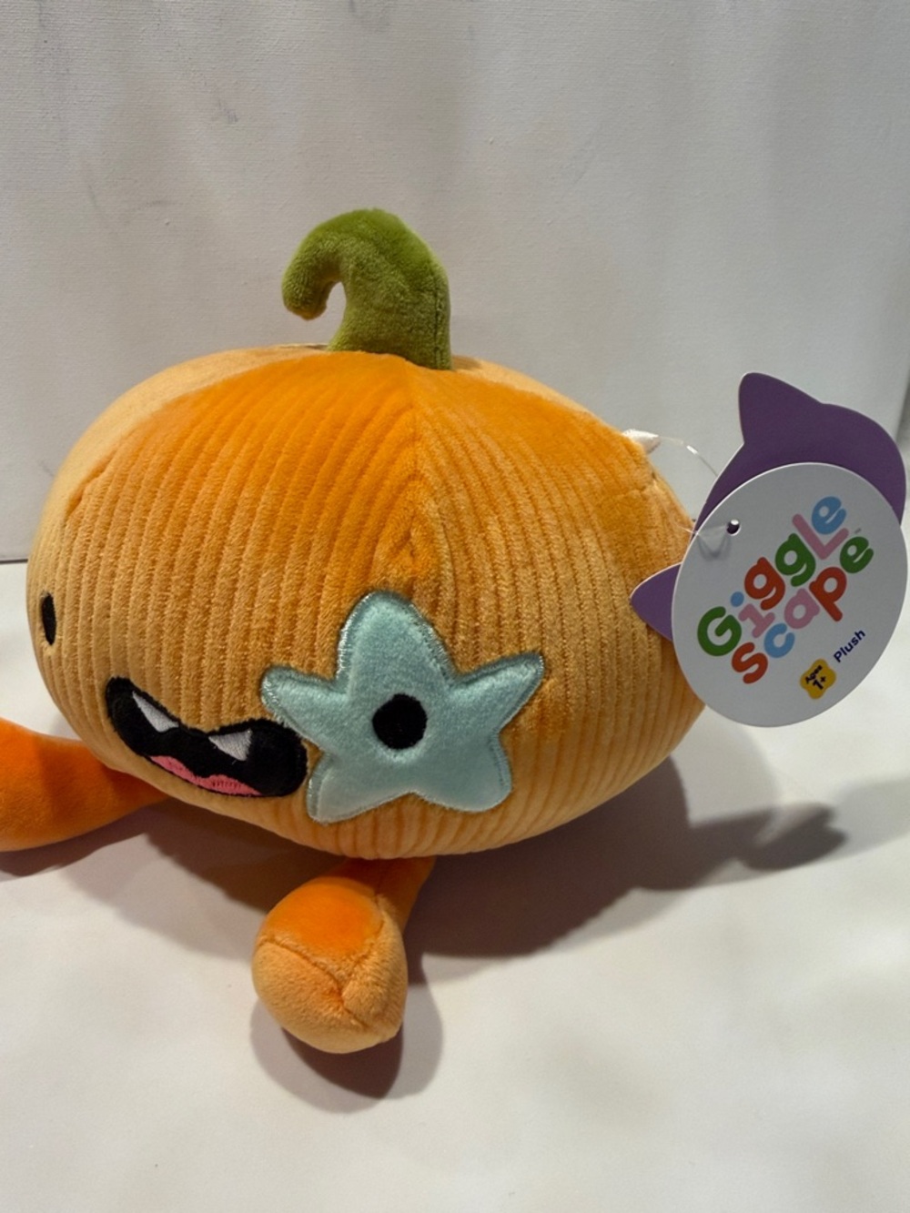 Orange Plush Pumpkin with Green Stem
